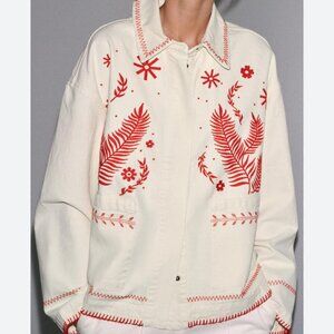 Zara ZW collection Embroidered Overshirt Jacket runs large